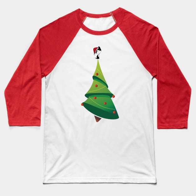 Cat Christmas Tree Baseball T-Shirt by Studio Hues